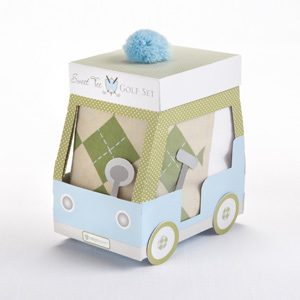 "Sweet Tee" Three Piece Golf Layette Set with "Gift and Go" Golf Cart Packaging wedding favors